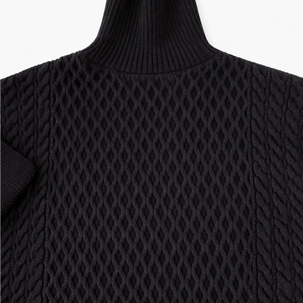 Ann Taylor Black Textured Turtleneck Sweater